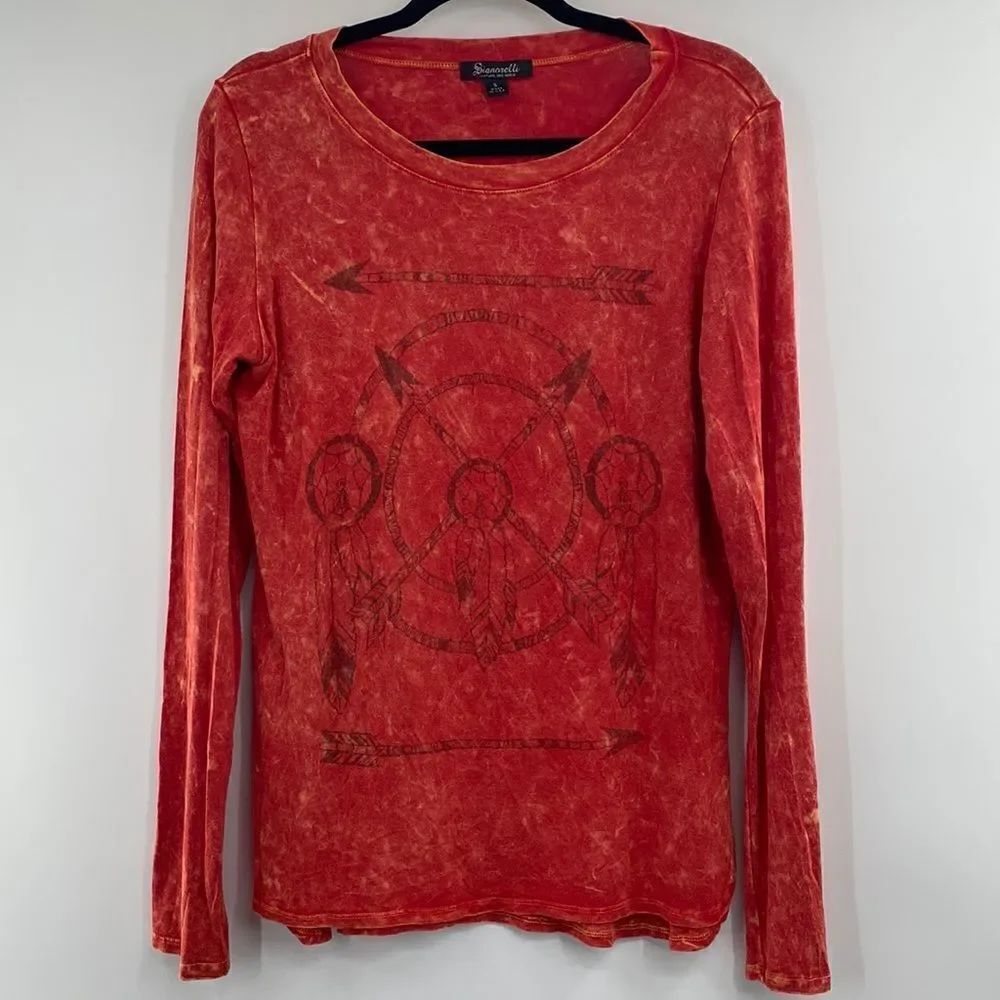 3For$20 Signorelli Boho Style Burnt Orange Distress Long-sleeve Top size Small